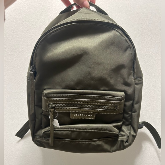 Longchamp Handbags - Longchamp Unisex Olive Nylon Daypack with Front Zip Pockets NWOT